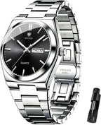 Relojes de negocios de cuarzo de acero inoxidable de cara grande de