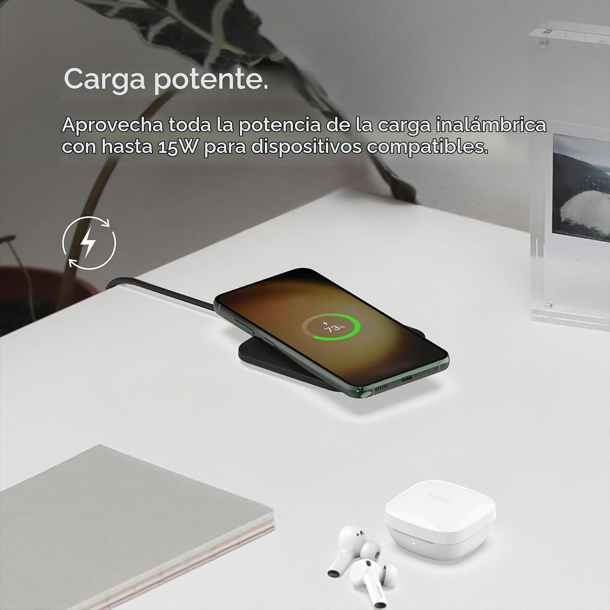 Belkin Almohadilla de carga inalámbrica de 15W, cargador Qi compacto para