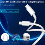 Cargador rápido para iPhone, cargador de iPhone A/C de doble puerto, bloque de carga rápida, paquete de 2 cargadores de pared para iPhone de Apple, adaptador de corriente de 10 pies USB C a cable Lightning para iPhone 14/13/12/11/ProMax/XS/XR