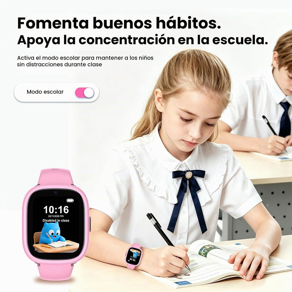 Reloj para niños, reloj inteligente para niños con rastreador GPS, reloj inteligente HD 4G de 1.7 pulgadas con videollamadas, mensajes de texto, aplicación parental, SOS, música, reloj