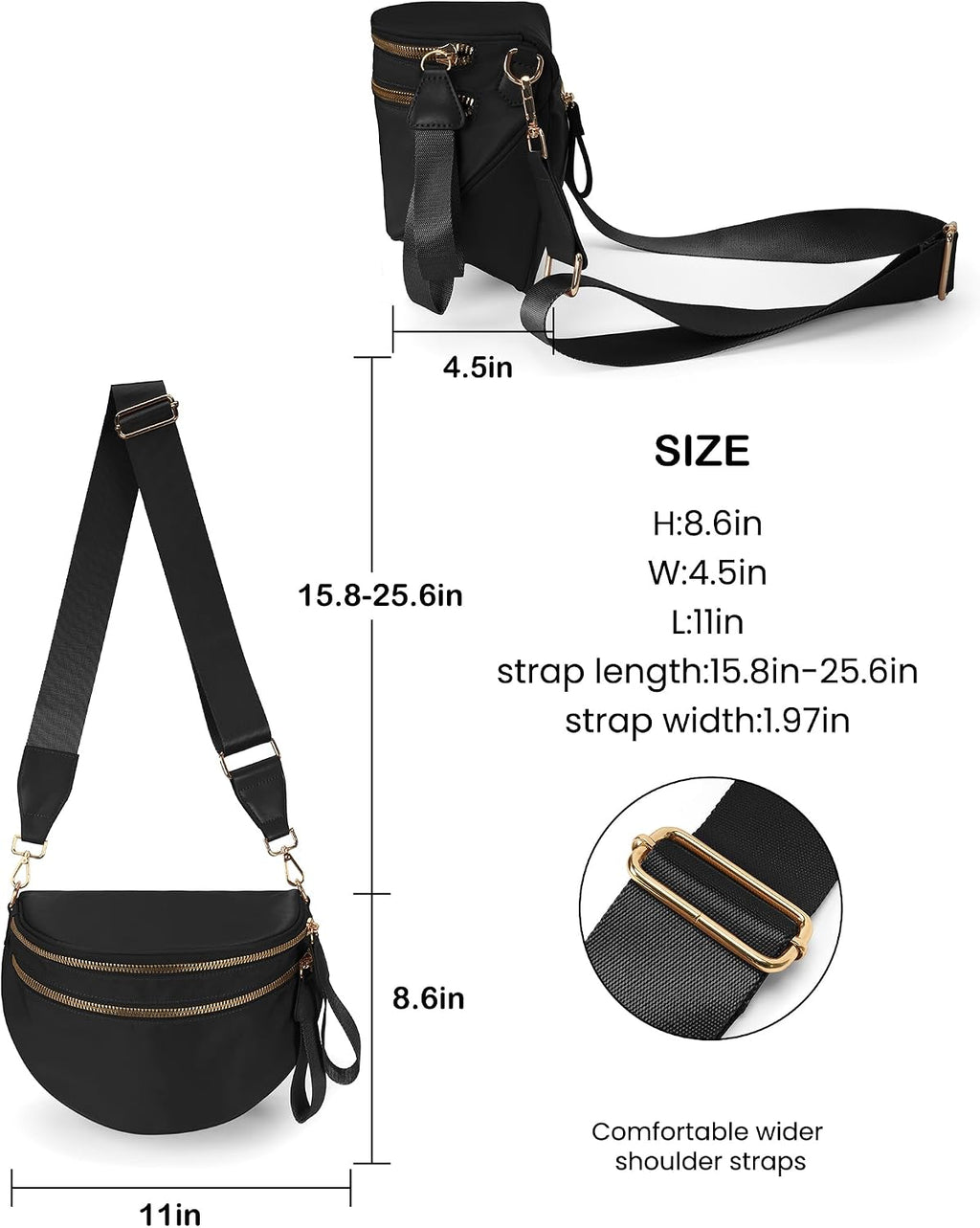 Bolso cruzado espacioso de nylon, bolsa de cintura, bolsos, billeteras, carteras de moda, bolso de hombro para mujer