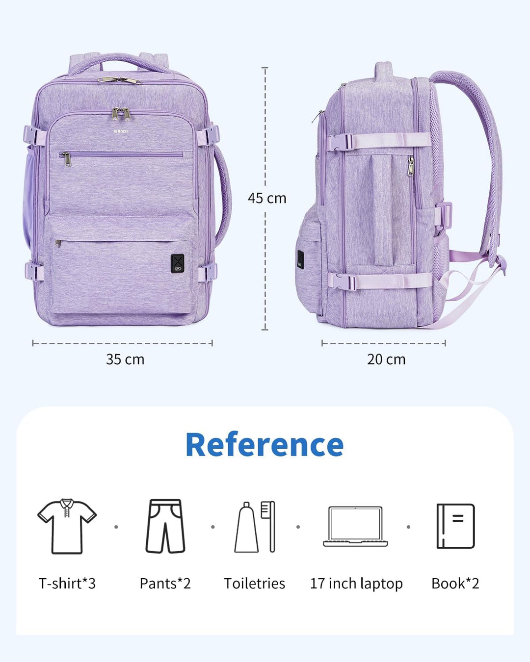 WANDF Mochila de viaje para Spirit Airlines bolsa de artículos pers...