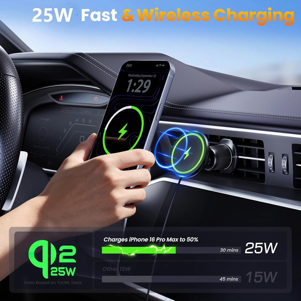 Actualización para Qi2.2 25W para cargador de coche inalámbrico MagSafe