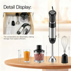 MEGAWISE Batidora de mano de inmersión, 800W 5-en-1 Stick Blender (negro)