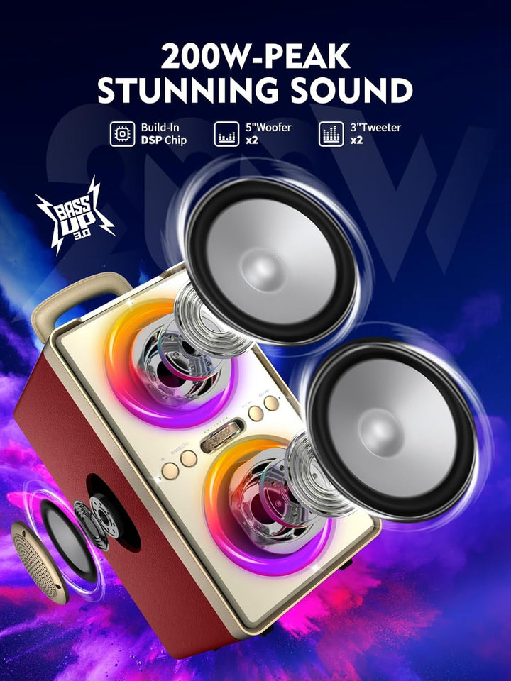 YIER Altavoz Bluetooth, altavoz de fiesta de pico de 240 W con grav...