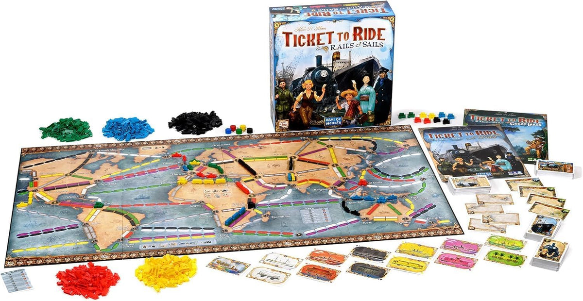 Asmodee Ticket to Ride Rails & Sails Juego de mesa - Juego de estrategia de construcción de rutas de trenes, diversión familiar para niños y adultos, a partir de 10 años, 2-5 jugadores, tiempo de