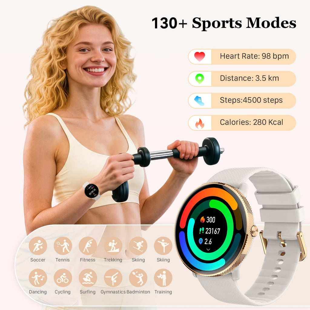 Reloj inteligente para mujer con rastreador de ejercicio: resistente al agua con Bluetooth para respuesta de llamadas, relojes inteligentes para Android/iPhone, digital, reloj inteligente