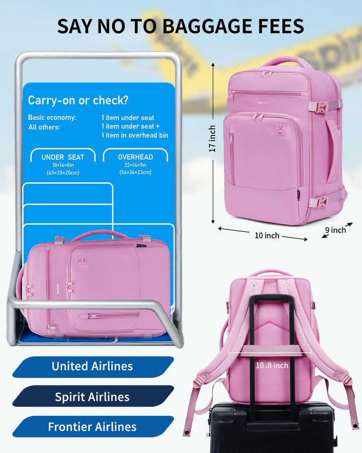 ECOHUB Mochila de Viaje Mochila de Equipaje de Mano, Rosa, Mochilas...