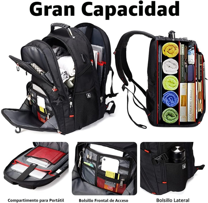 SHRRADOO Mochila de viaje extra grande para laptop de 50L con puert...