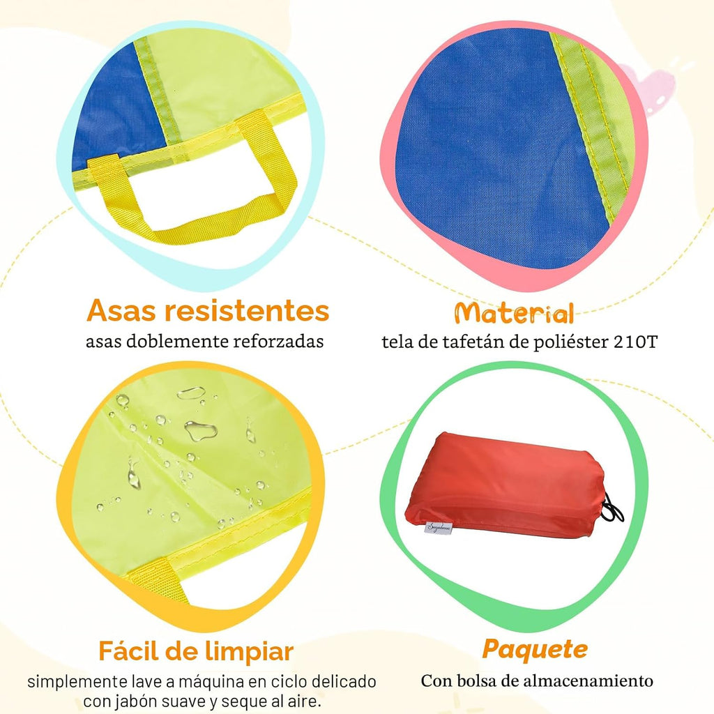 Paracaídas de juego para niños, para 8 a 12, 12 pies, con 12 manijas, para pícnic