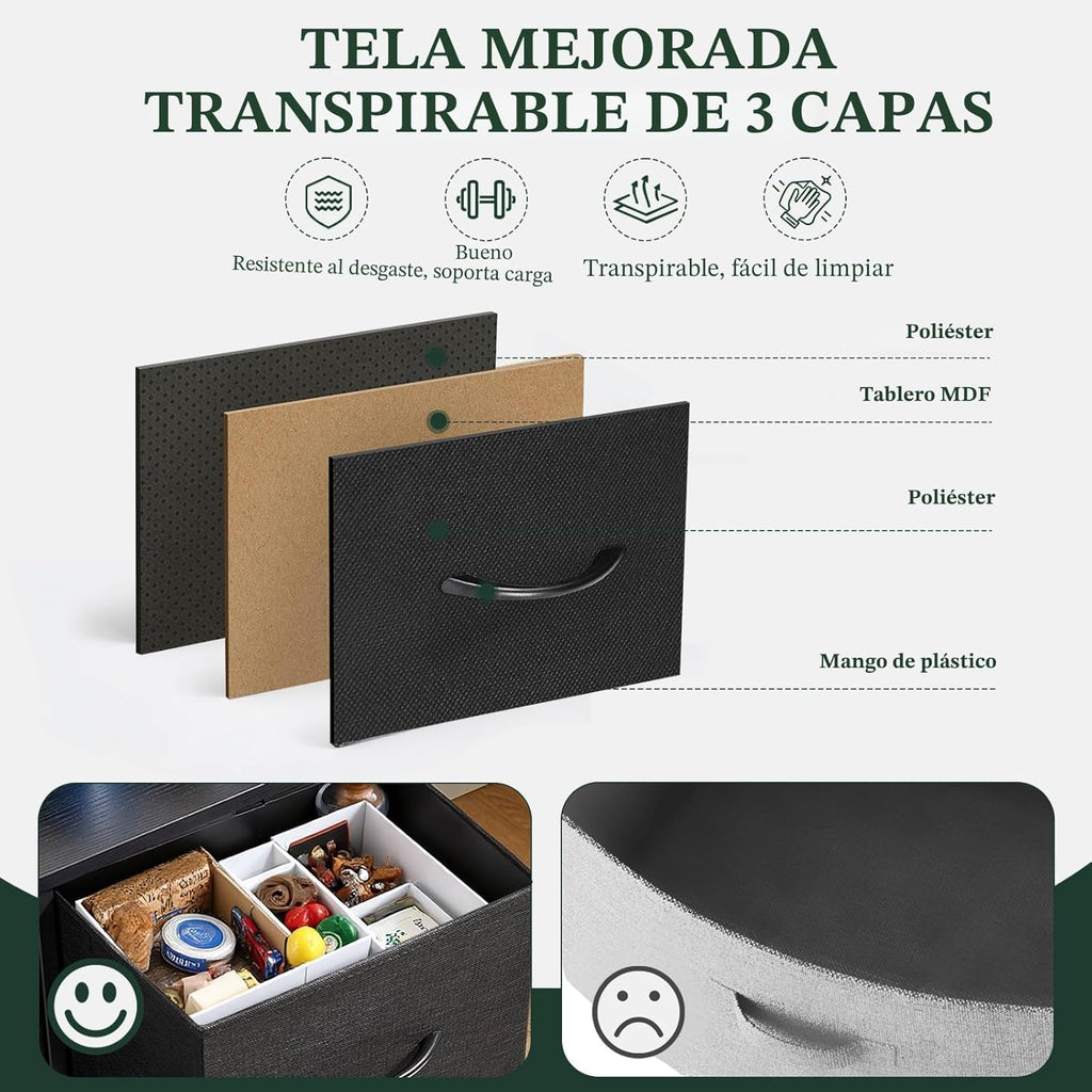 Lámpara Cómoda de 8 cajones para dormitorio, organizador de almacenamiento alto antipunta