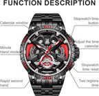 relojes de pulsera informales para hombre, diseño luminoso, cara grande, reloj negro de cuarzo de 30 ATM, regalos únicos para hombres.