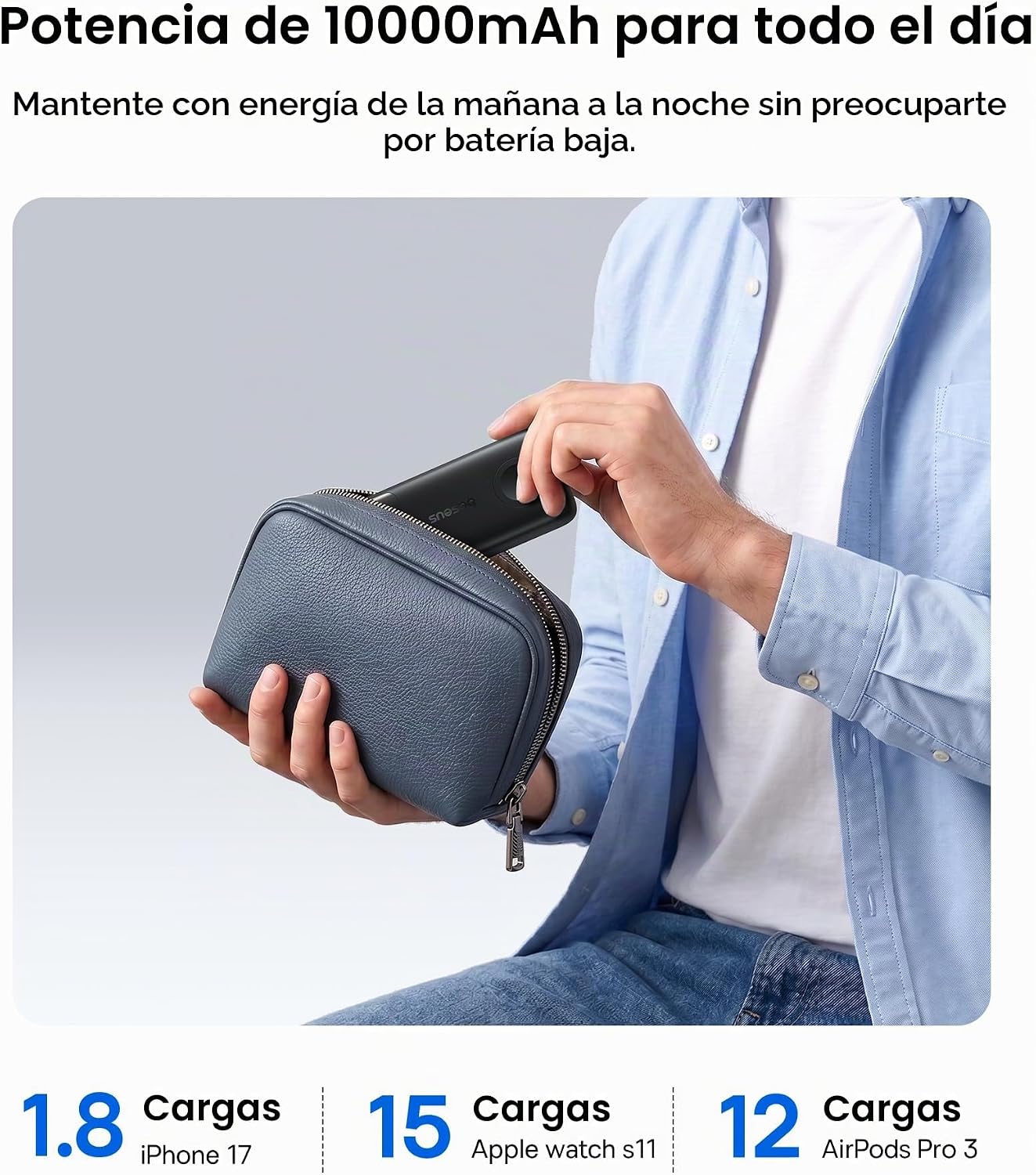 Baseus Cargador portátil de 10000mAh 45W Power Bank y cargador de A...