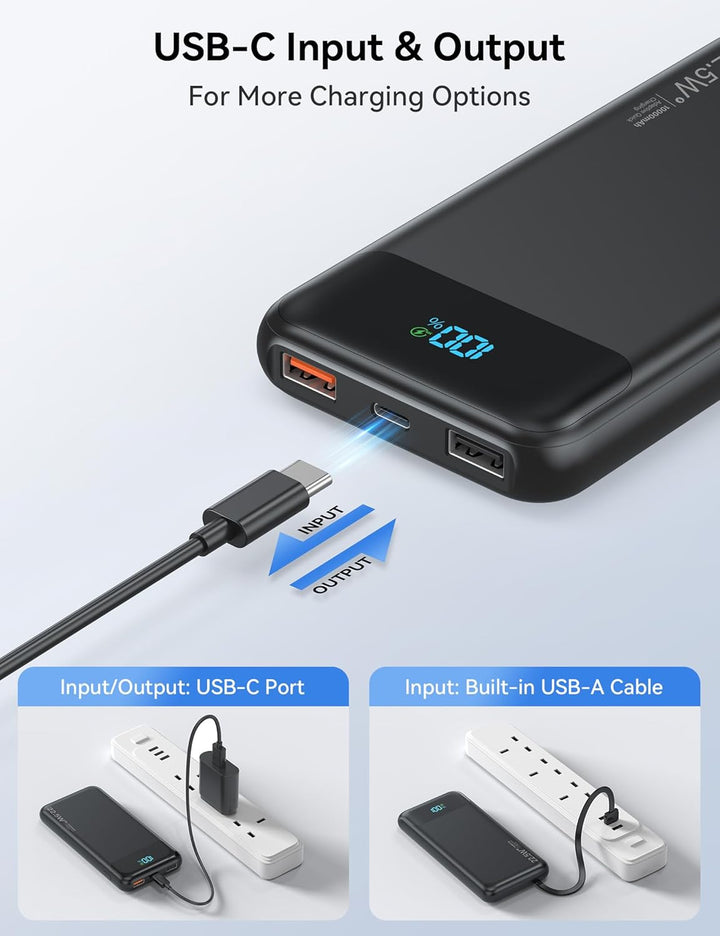 Cargador portátil de 10000 mAh integrado con 4 cables, cargador de...
