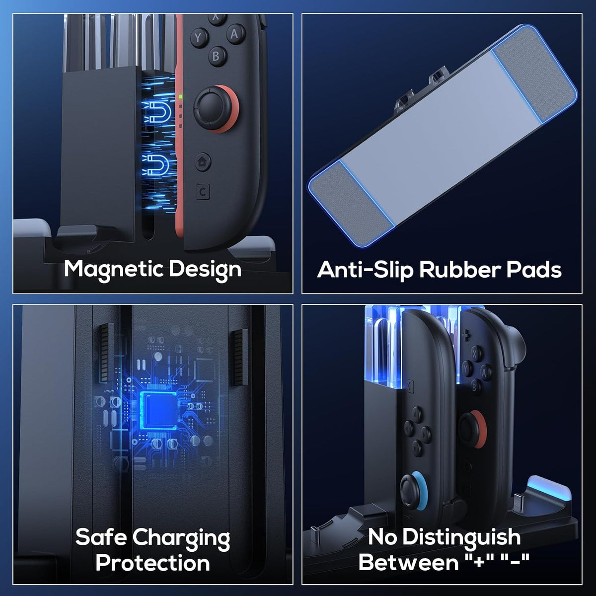 FASTSNAIL Base de carga compatible con el controlador Joycon 2 y Switch 1/2