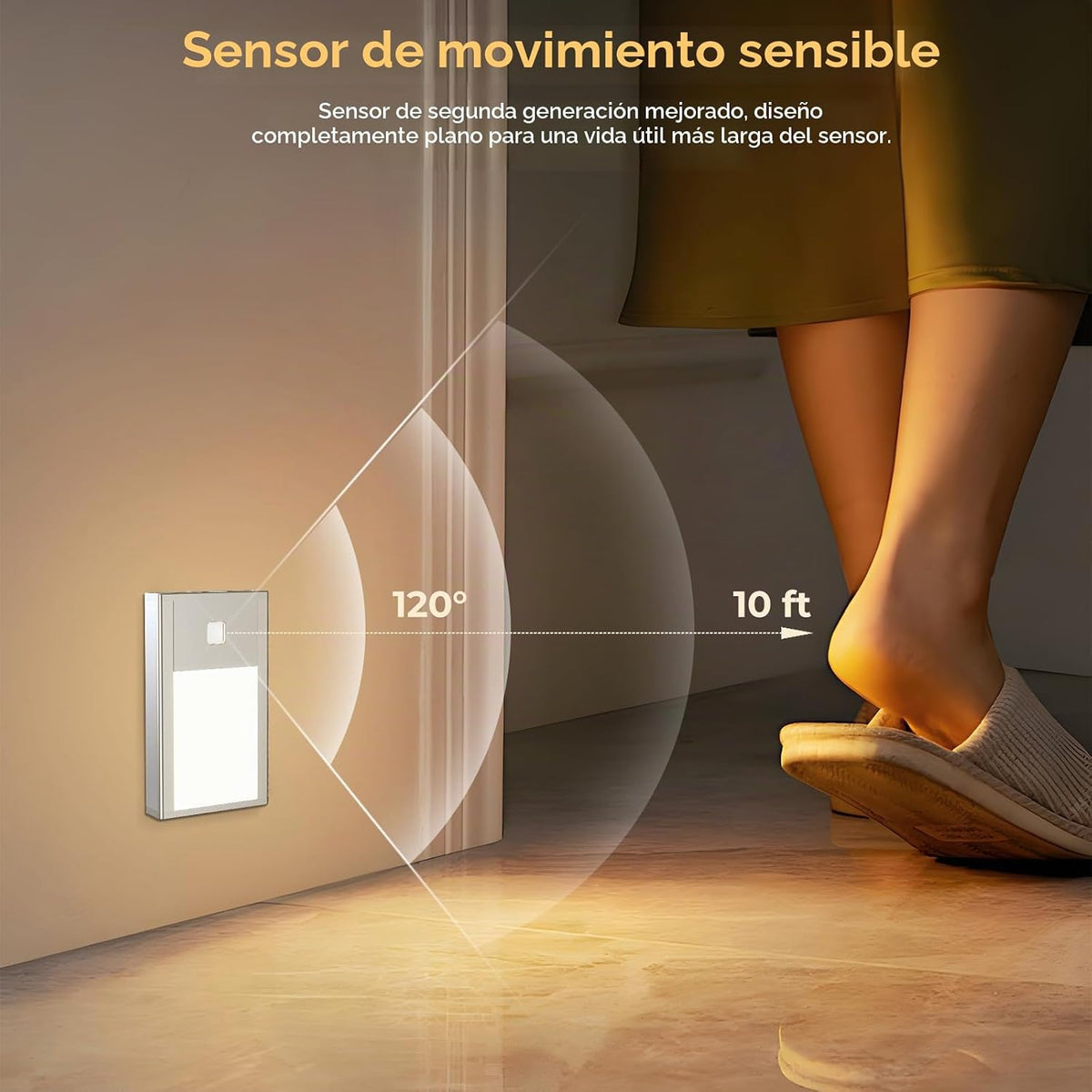 VST Paquete de 3 luces recargables para escaleras con sensor de movimiento