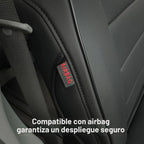 EKR - Funda de asiento para vehículo, 8 asientos, 2da fila con división 424, juego completo, tres filas, cuero, color negro