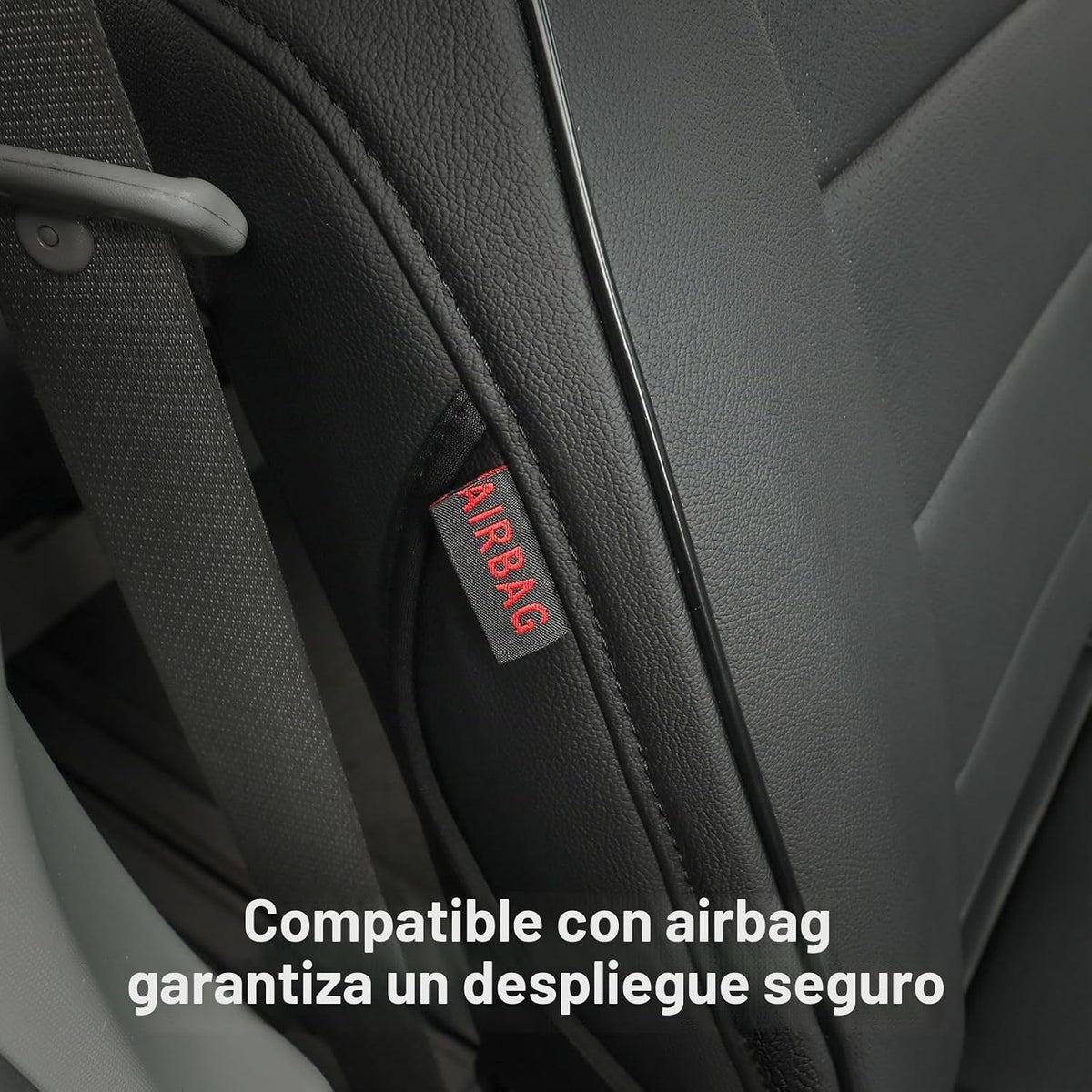 EKR - Funda de asiento para vehículo, 8 asientos, 2da fila con división 424, juego completo, tres filas, cuero, color negro