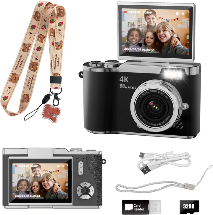 HEYMAO Cámara para niños, cámara digital 4K para fotografía, cámara...