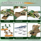 Juego de pistas de carreras militares, 242 piezas de juguete flexible