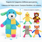 LECHONG 5 juguetes chirriantes para perros, juguetes grandes arrugados para perros grandes, medianos y pequeños, juguetes para cachorros para mantenerlos ocupados. Paquete de juguetes para perros de
