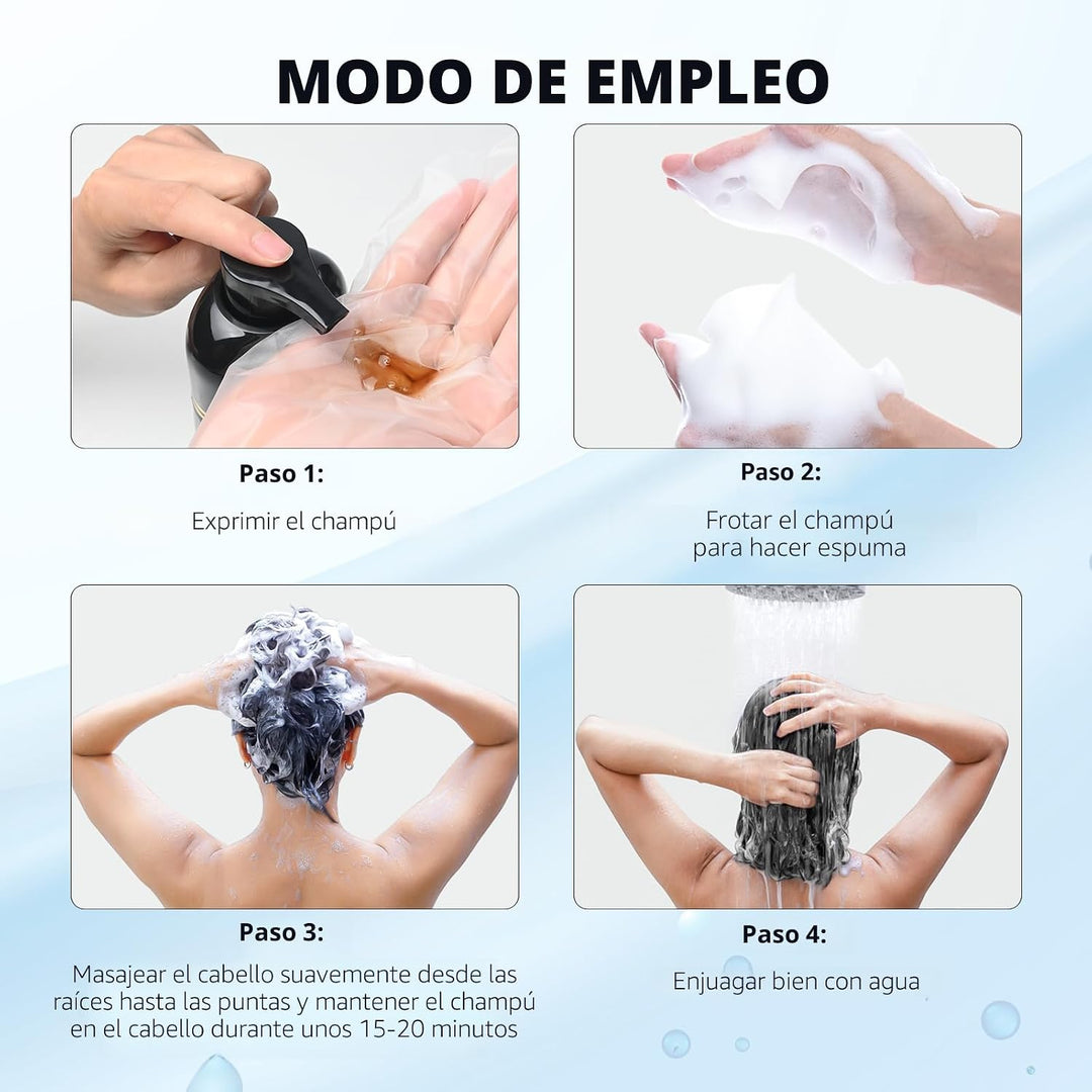 Ivnil Champú de tinte para cabello negro 3 en 1 Champú de color sem...