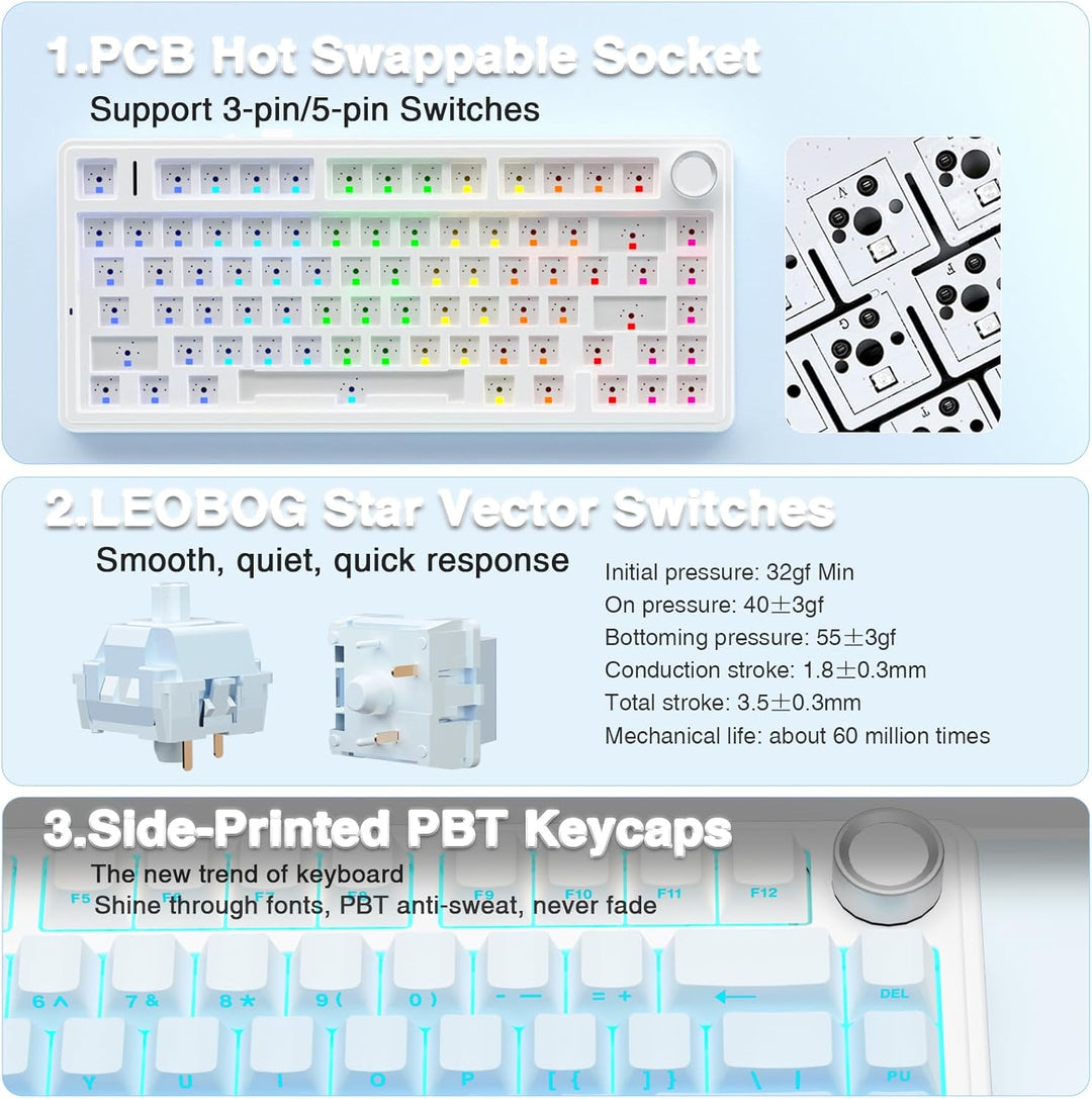 AULA F75 Pro Teclado mecánico inalámbrico, teclado personalizado in...