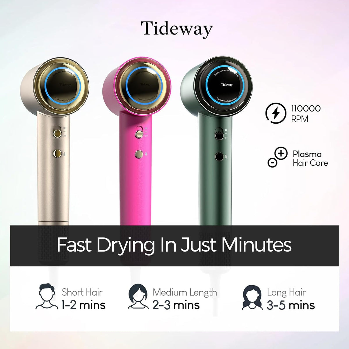 Tideway Secador de pelo profesional de alta velocidad iónico 110,00...