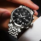 OLEVS Relojes para Hombre de Lujo a prueba de agua Lúminosos de lectura fácil Cronógrafo Con Esmalte Dorado Completo / Blanco Dial / Cara Negra Calendario Pulsera Relojes