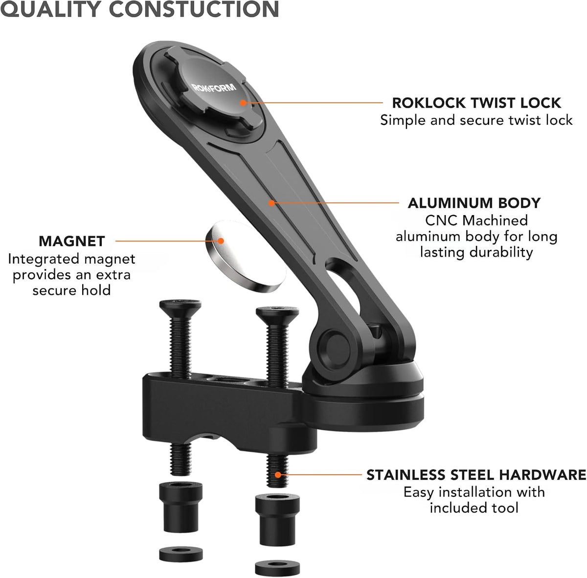 Rokform Funda resistente para iPhone 16 Pro Max + soporte de teléfono para motocicleta