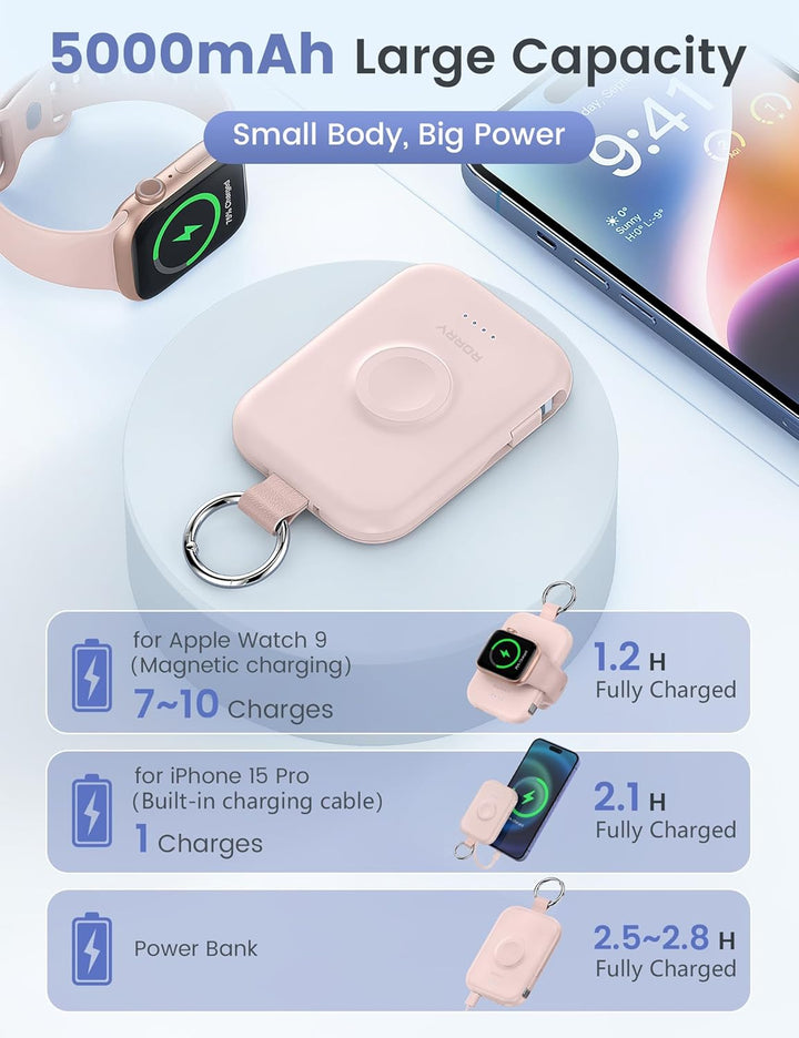 RORRY Cargador portátil, batería externa portátil de 5000 mAh con c...