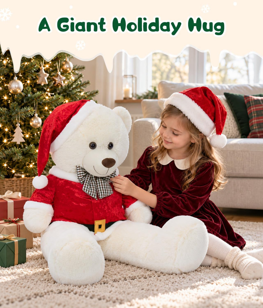 MaoGoLan Peluche de Navidad de 39 pulgadas, oso de peluche grande