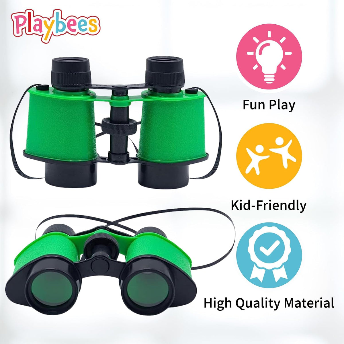 Playbees Binoculares de juguete para niños con correa para el cuello, paquete de 12 unidades, juego de binoculares para observación de aves y safari en la selva, juego de binoculares de simulación, regalos de exploradores y novedad de aprendizaje