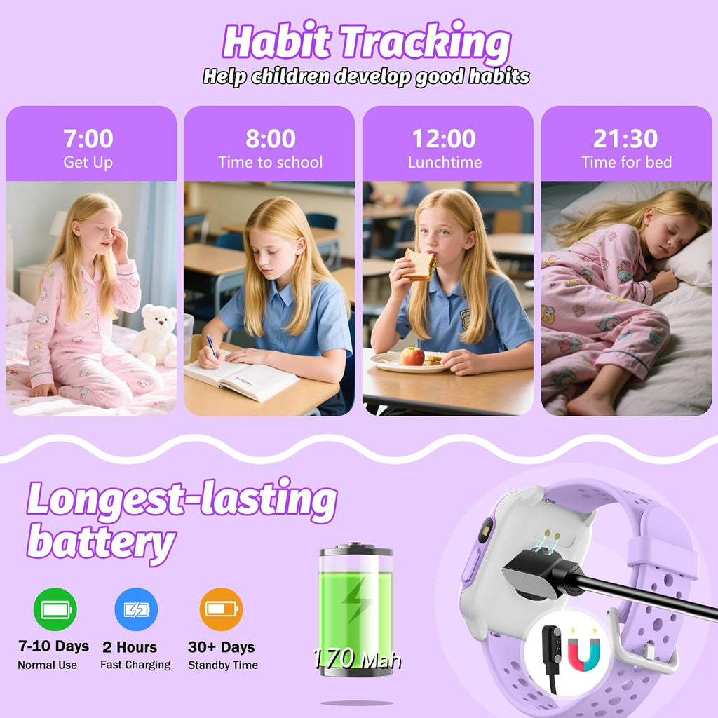 meoonley Reloj para niños con 140 modos deportivos, rastreador de fitness para niños de 1.5 pulgadas, reloj inteligente para niñas, no requiere aplicación/teléfono, monitor de sueño, frecuencia cardíaca, juegos de rompecabezas, impermeabilidad IP68