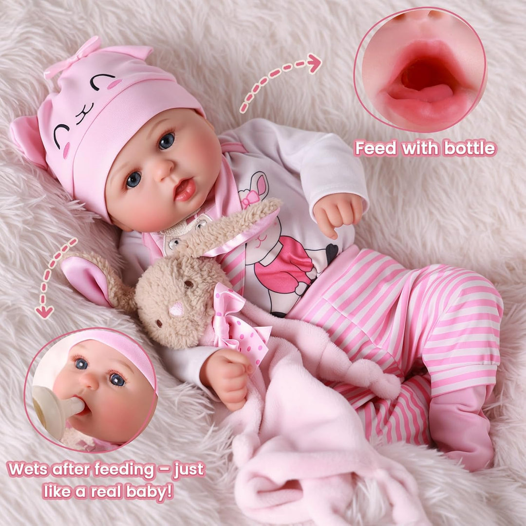 BABESIDE Drink and Wet Reborn Baby Dolls Girl - Muñeca de vinilo su...