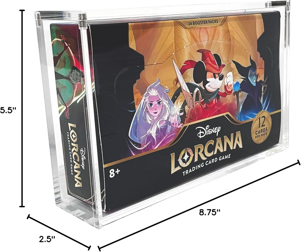 Vitrina de acrílico premium para caja de refuerzo de Disney Lorcana con cierre magnético