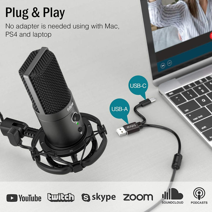 FIFINE - Kit de micrófono USB para juegos y streaming para computad...