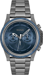 HUGO #Brave - Reloj de pulsera multifunción de acero inoxidable de 1.81 pulgadas para hombre, resistente al agua hasta 5ATM/164 ft, diseño audaz