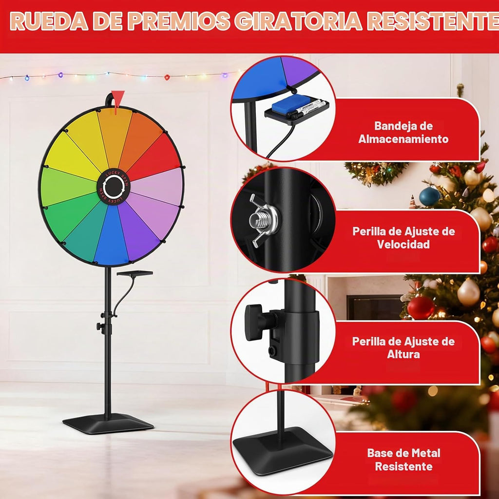 Rueda de premio de 24 pulgadas, rueda giratoria ajustable con base
