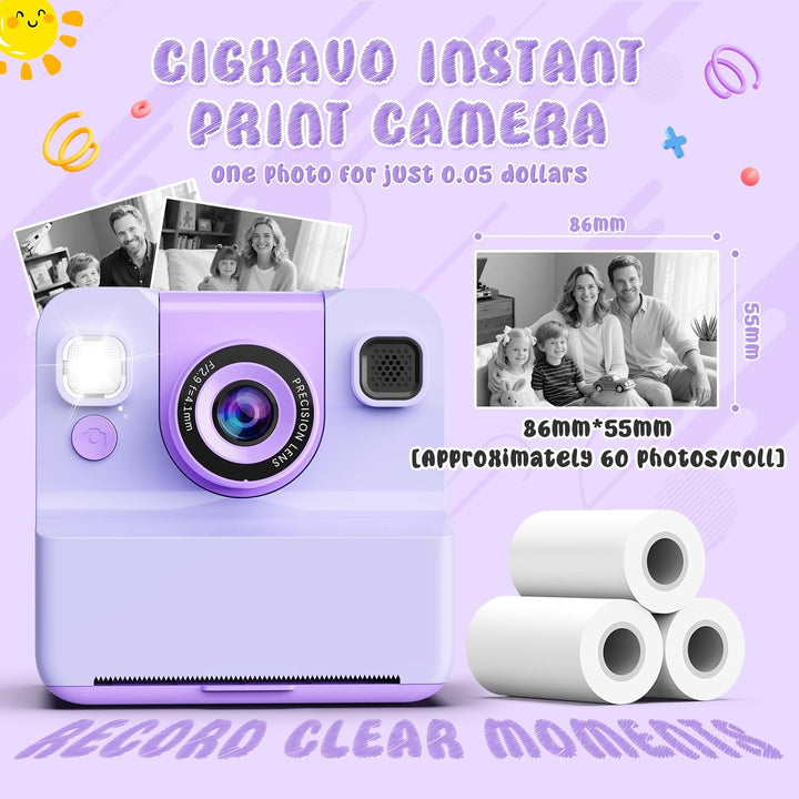 Cámara para niños de impresión instantánea, juguetes para niñas ado...