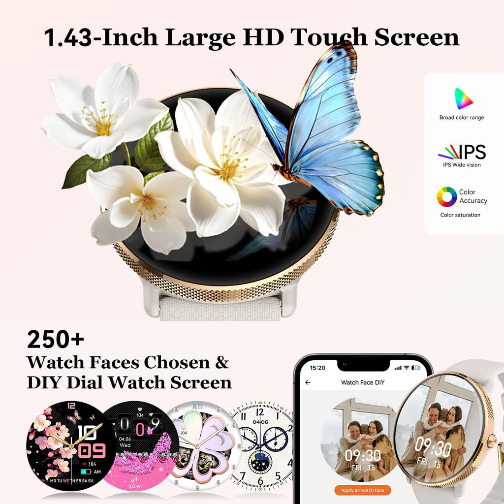 Reloj inteligente para mujer con rastreador de ejercicio: resistente al agua con Bluetooth y respuesta de llamadas, relojes inteligentes para Android/iPhone, digital, reloj inteligente, podómetro