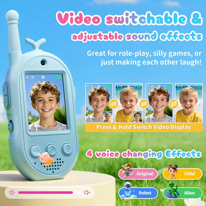 Walkie Talkies de video mejorados para niños, paquete de 2 unidades...