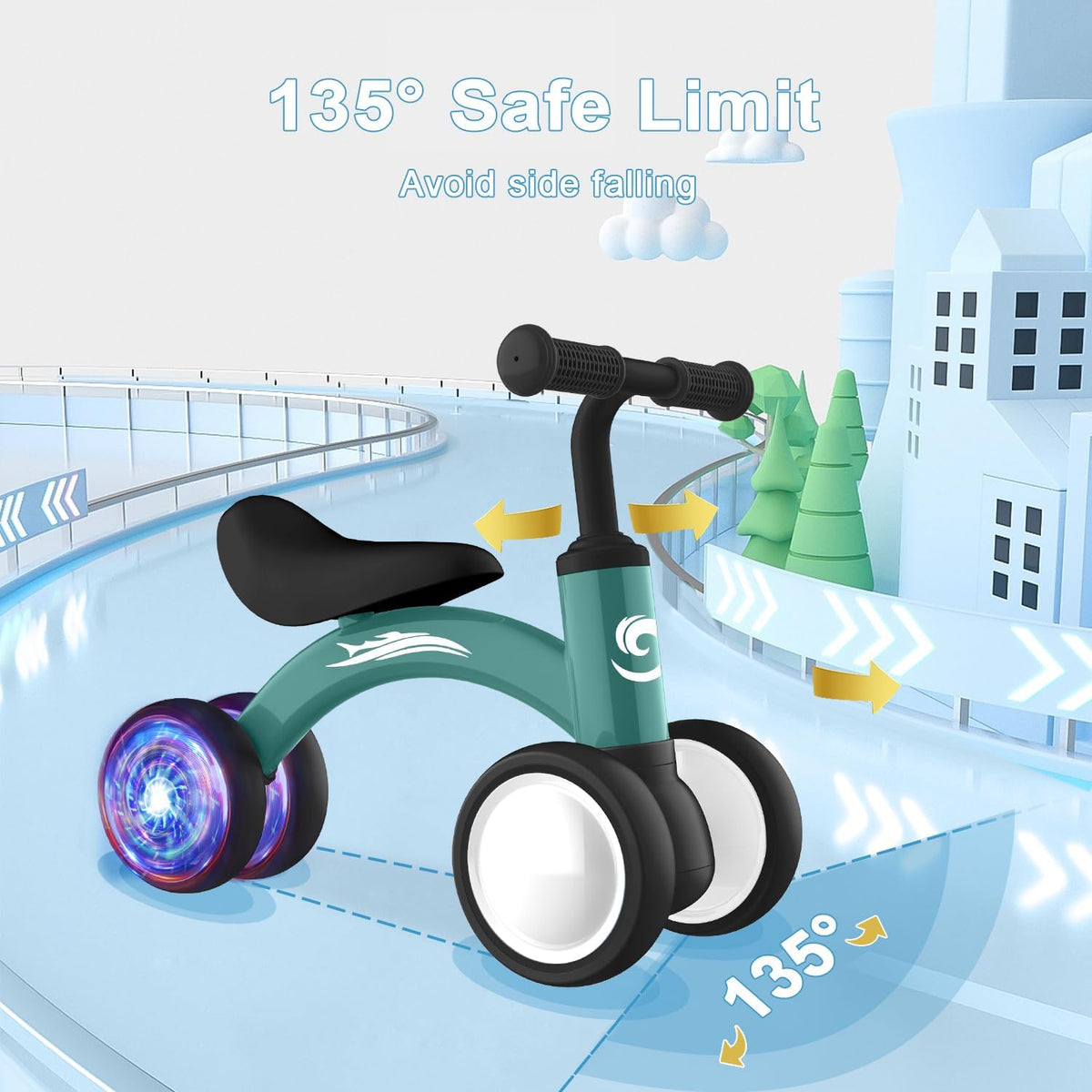Bicicleta de equilibrio para bebés con iluminación colorida Gamfein...