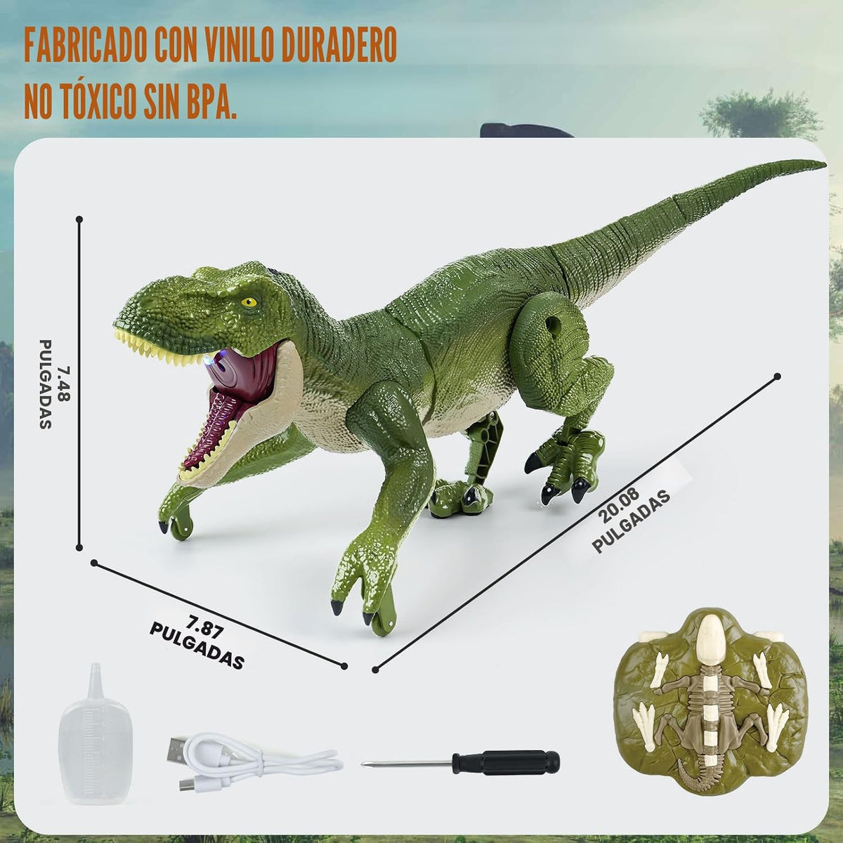 Juguetes de dinosaurio con control remoto para niños de 4 a 7 y de 8 a 12 años - Los mejores regalos de cumpleaños para niños de 4 a 12 años, dinosaurio caminante con rugidos, rociador, luz
