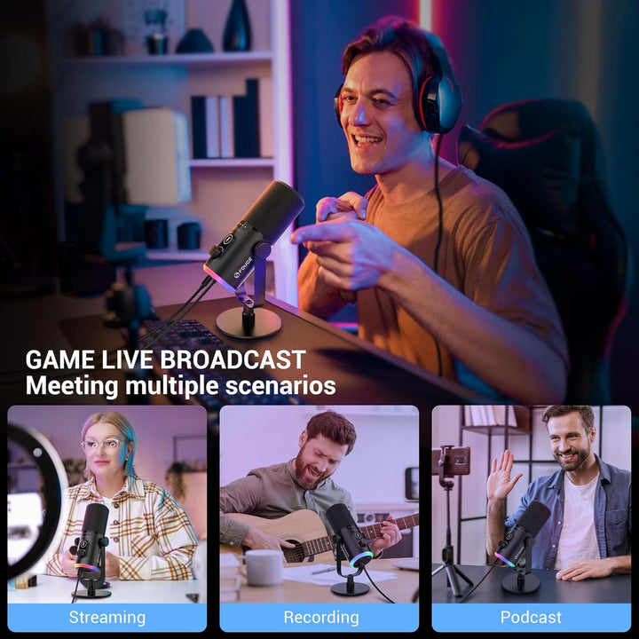 FDUCE Kit de micrófono para juegos USB\/XLR, micrófono dinámico de...