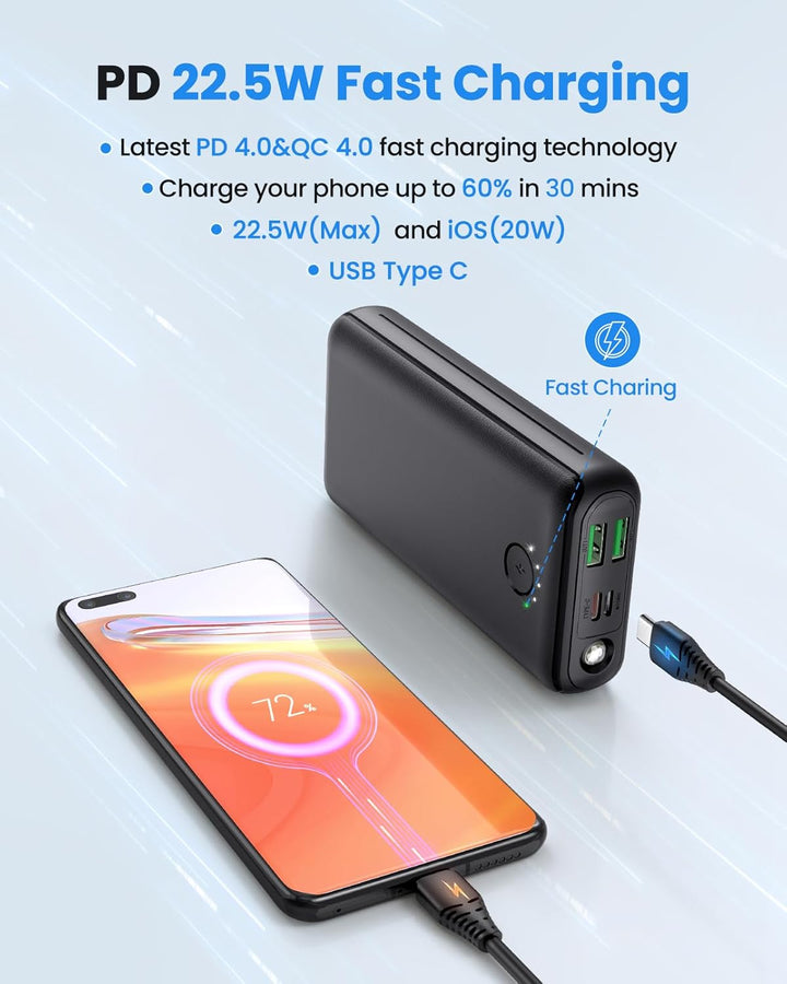 Cargador portátil DAOLOT Banco de energía 30000mAh USB C 22.5W Carg...