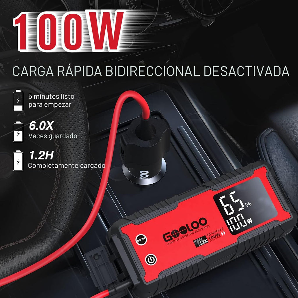 GOOLOO GT4000S 12V 4000A Peak Jump Starter con carga rápida bidireccional de 100W
