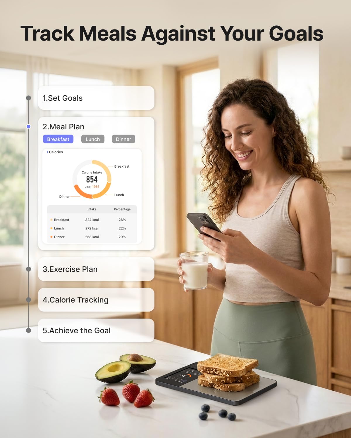 RENPHO Báscula de alimentos inteligente recargable con calculadora