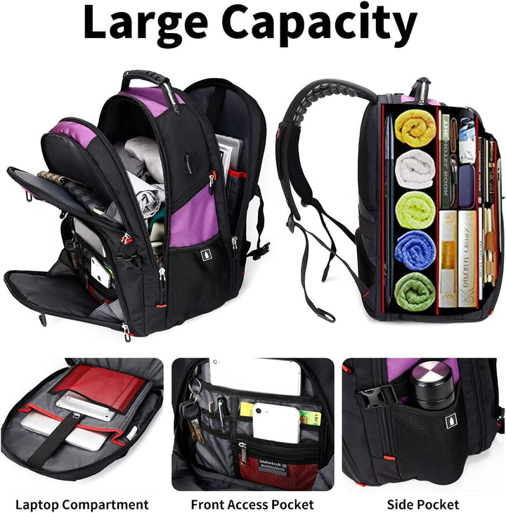 SHRRADOO Mochila de viaje extragrande para laptop de 50 litros con...