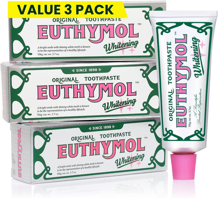 EUTHYMOL Pasta de dientes blanqueadora (3.7 onzas líquidas x 3, paq...